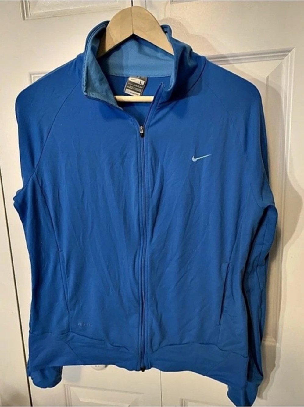 Vtg Nike Jacket Youth Sz L 12-14 Full Zip Outdoors Running Hiking Active Blue